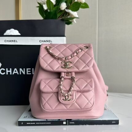 Chanel 24duma shoulder bag calf leather dry rose pink Hua small genuine leather Size:18x18x12cm